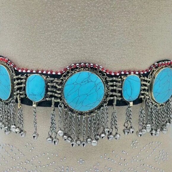 Vintage Afghan Coin Belly Dance Belt: Tribal Boho Body Jewelry main image 7